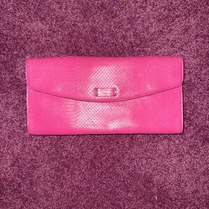 LAUREN RALPH LAUREN Small Pink Textured Leather Clutch